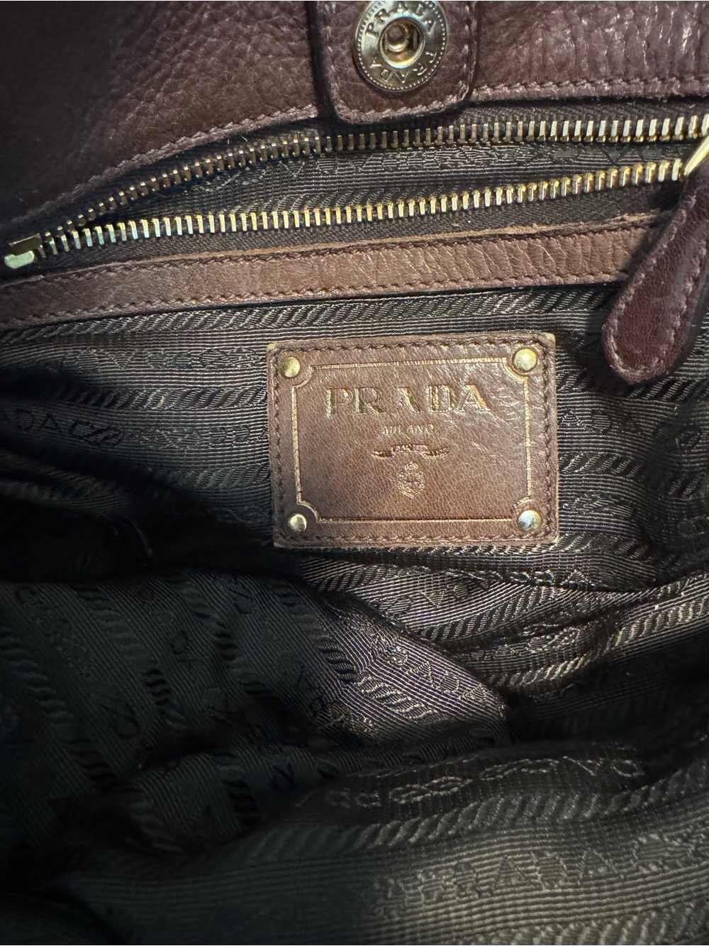 Prada Chocolate Brown Leather Shoulder Bag with Gold Hardware - Picture 5 of 5